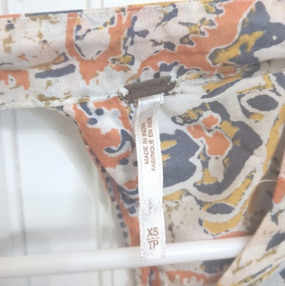 Free People orange white sun open back long sleeve dressBoho flounce sz XS. - Picture 3 of 8